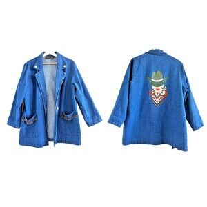 Hunters Run Vintage unique Jacket  Denim Cowgirl western rodeo country  horse S.